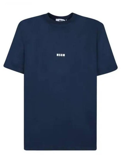 Logo Print Cotton Short Sleeve T-Shirt Navy - MSGM - BALAAN 2