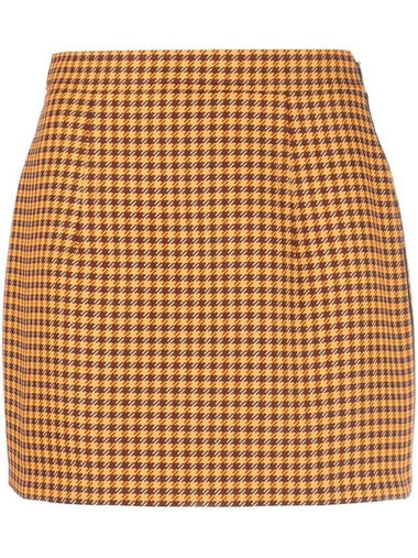 Check Slim Fit Mini H Line Skirt Brown - MARNI - BALAAN 1