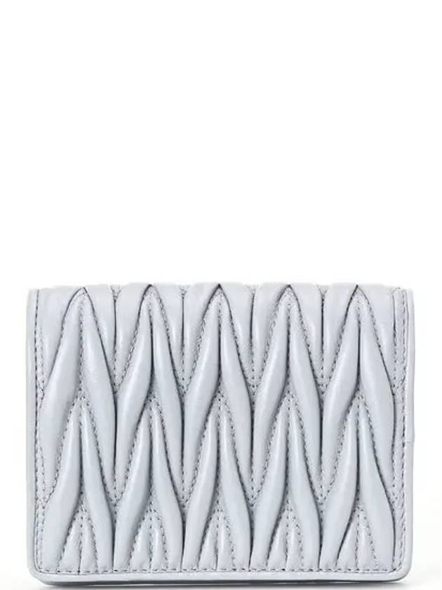 Matelasse Leather Half Wallet Sky Blue - MIU MIU - BALAAN 4