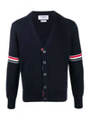 Milano Stitch Sprite Armband Cotton V-neck Cardigan Navy - THOM BROWNE - BALAAN 2