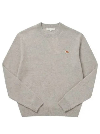 Baby Fox Patch Regular Knit Top Light Grey Melange - MAISON KITSUNE - BALAAN 2