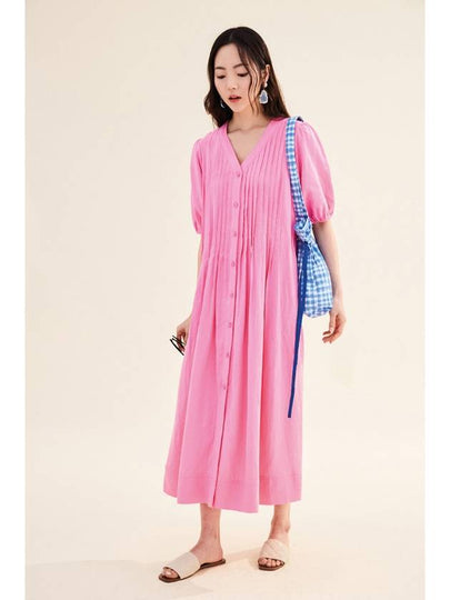 LINEN PLEATED DRESS PINK - OPENING SUNSHINE - BALAAN 2