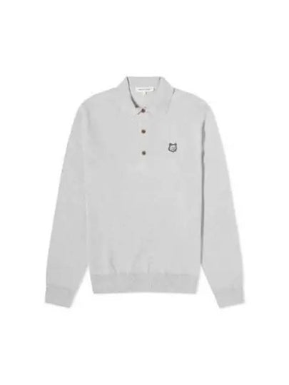 Fox Head Patch Long Sleeve Polo Shirt Light Grey Melange - MAISON KITSUNE - BALAAN 2