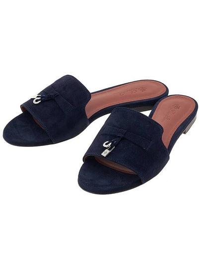 Summer Charms Suede Sandal Slippers Navy - LORO PIANA - BALAAN 2