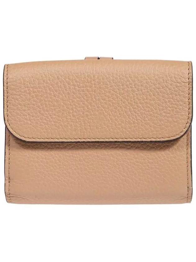 Alphabet Grain Leather Flap Small Half Wallet Light Tan - CHLOE - BALAAN 4