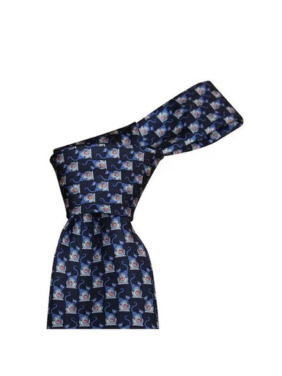 Paco Print Silk Neck Tie Blue - SALVATORE FERRAGAMO - BALAAN 2