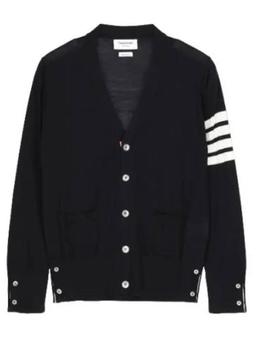 neck cardigan navy - THOM BROWNE - BALAAN 1