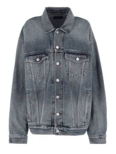 Back Logo Print Oversized Denim Jacket Blue - BALENCIAGA - BALAAN 2