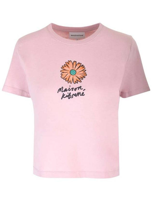 Floating Flower Short Sleeve T-Shirt Pink - MAISON KITSUNE - BALAAN 1