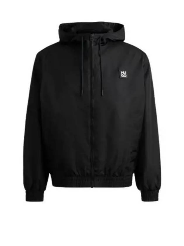 Stacked Logo Trim Water Repellent Hooded Jacket Black - HUGO BOSS - BALAAN 1