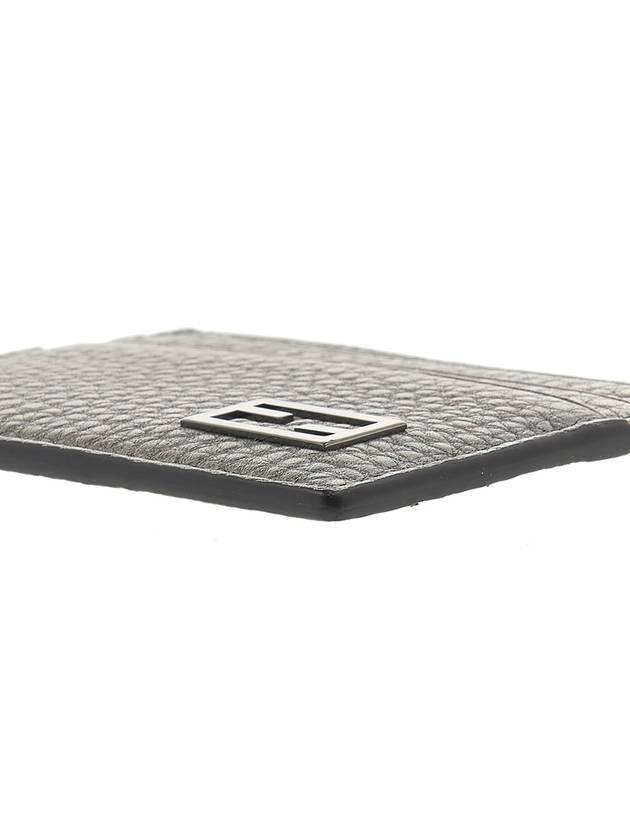 FF Baguette Logo Leather Card Wallet Grey - FENDI - BALAAN 9