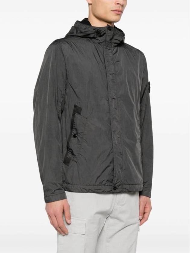 4100092 Crinkle Reps R-NY Wind Resistant Anti Drop Hooded Jacket Grey - STONE ISLAND - BALAAN 3