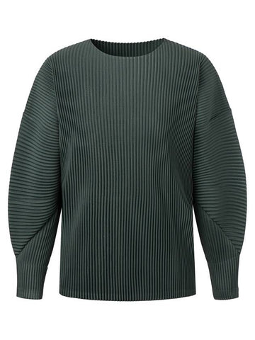 Men s Long Sleeve Round Neck Pleated T Shirt Dark Green - MONPLISSE - BALAAN 1