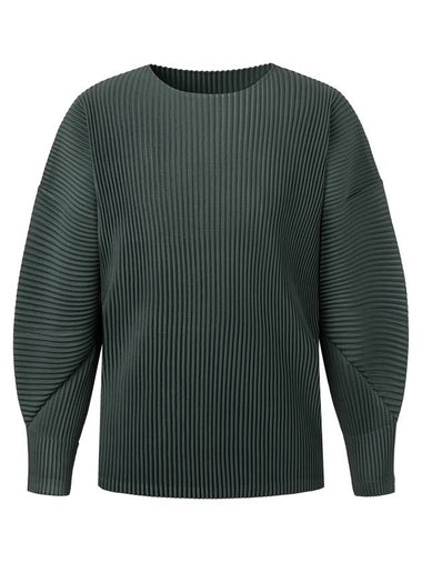 Men s Long Sleeve Round Neck Pleated T Shirt Dark Green - MONPLISSE - BALAAN 1