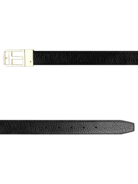 Men's Leather Logo Buckle Reversible Belt Black - TOM FORD - BALAAN 2