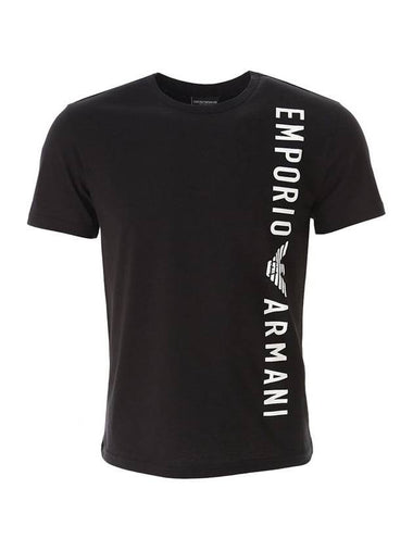 Logo Print Short Sleeve T-Shirt Black - EMPORIO ARMANI - BALAAN 1