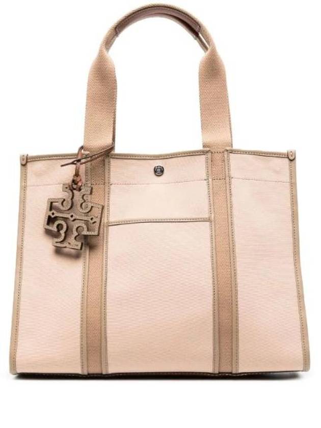 Twill Logo Charm Detail Tote Bag Coy Pink - TORY BURCH - BALAAN 1