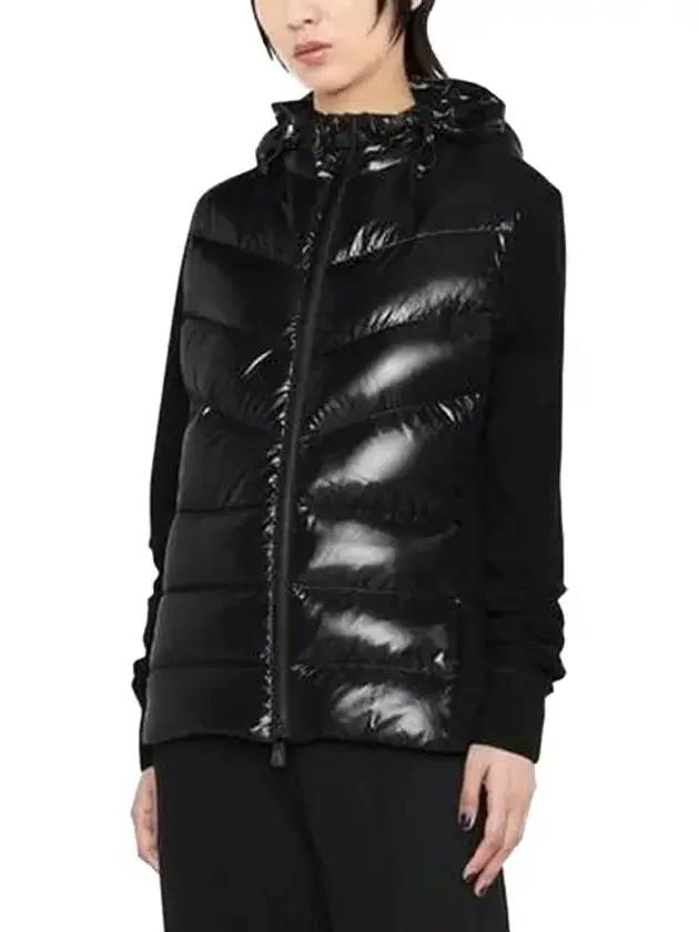 Zipper Knit Hoodie Padded Cardigan Black - MONCLER - BALAAN 3