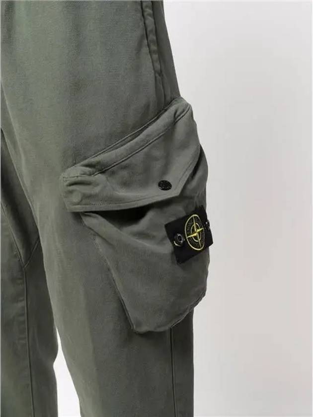 Brushed Textured Recycled Cotton Cargo Pants Olive - STONE ISLAND - BALAAN 7