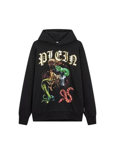 Men's Tiger and Snake Print Hooded Sweatshirt Black - PHILIPP PLEIN - BALAAN 1