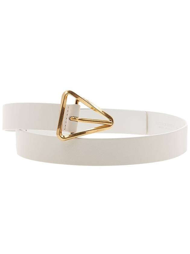 Grasp Triangle Buckle Leather Belt White - BOTTEGA VENETA - BALAAN 3