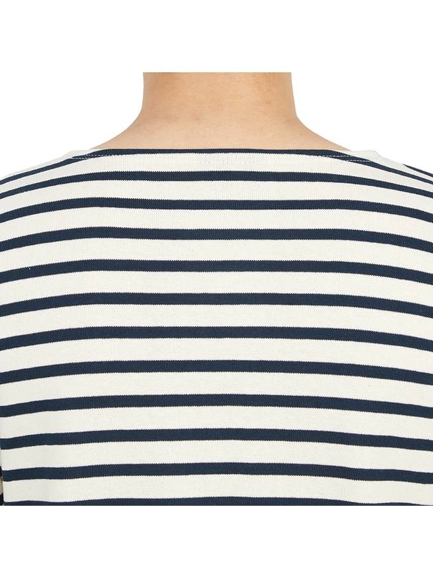 Meridien Mode Elbow Patch Striped Long Sleeve T-Shirt Ecru Navy - SAINT JAMES - BALAAN 9