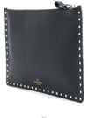 Rockstud Pebble Leather Clutch Bag Black - VALENTINO - BALAAN.