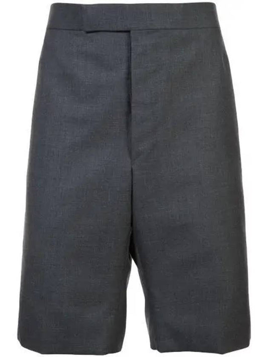 Super 120 count twill classic back strap shorts medium gray - THOM BROWNE - BALAAN.