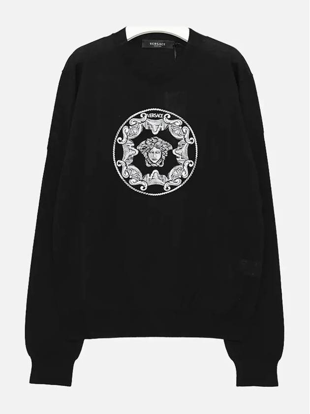 Medusa Crew Neck Wool Knit Top Black - VERSACE - BALAAN 3