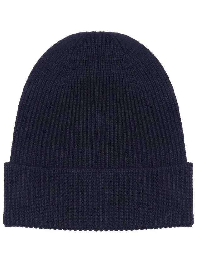 Logo Patch Wool Beanie Navy - MONCLER - BALAAN 4