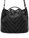 Women s A93850 Drawstring Studded Black Leather Small Bucket Bag Tote and Shoulder - CHANEL - BALAAN 5