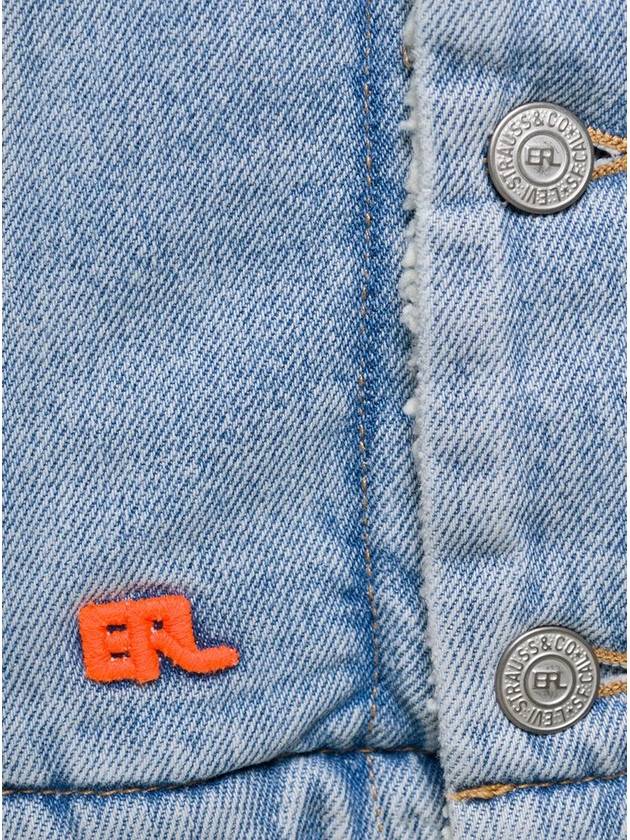 'Sherpa Trucker' Light Blue Jacket With Logo Patch In Cotton Denim Erl X Levi'S - ERL - BALAAN 3