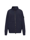 Men's Wappen Patch Softshell Zip Up Hoodie Navy - STONE ISLAND - BALAAN 1