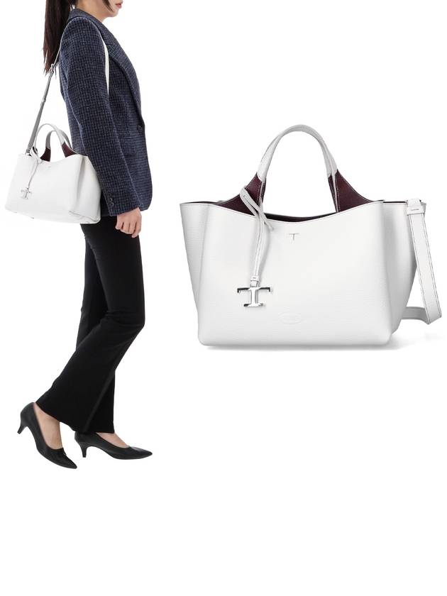 T Timeless Leather Small Tote Bag White - TOD'S - BALAAN 2