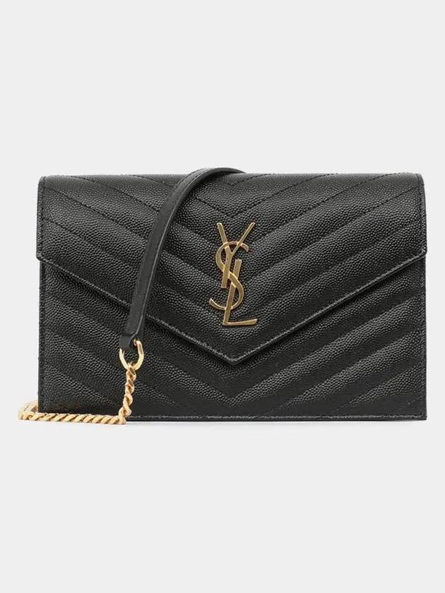 Women's Logo Envelope Chain Long Wallet Black - SAINT LAURENT - BALAAN 4