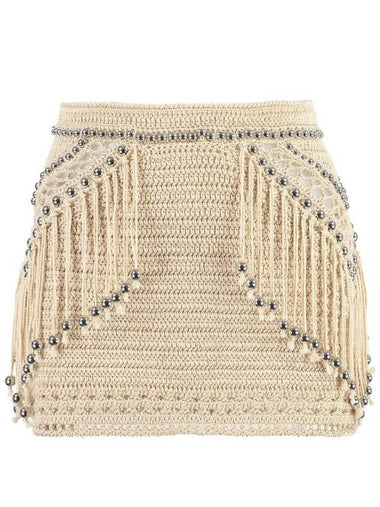 Rabanne Fringed Crochet Embellished Skirt, Size X-Small - PACO RABANNE - BALAAN 1