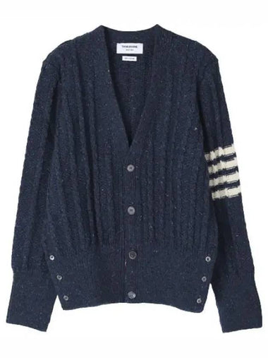 Donegal twisted cable diagonal classic neck cardigan - THOM BROWNE - BALAAN 1