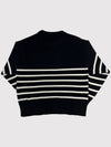 Big Heart Logo Striped Knit Top Black - AMI - BALAAN.