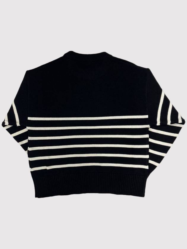 Big Heart Logo Striped Knit Top Black - AMI - BALAAN 5