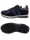 Men's Rockrunner Camouflage Suede Low Top Sneakers Navy - VALENTINO - BALAAN 6