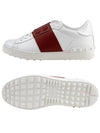 Men's Rockstude Open Leather Low Top Sneakers White Red - VALENTINO - BALAAN 6