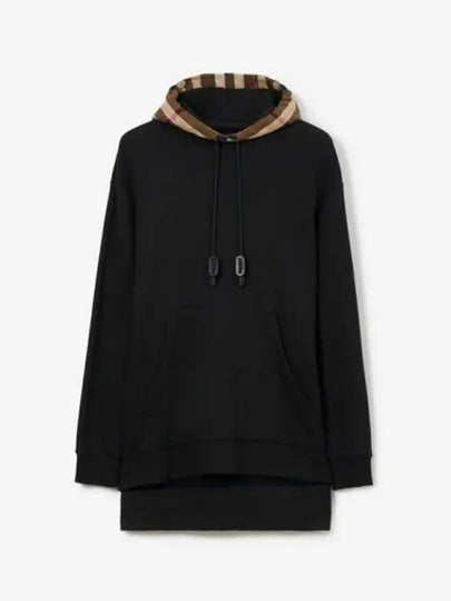 Check Hood Cotton Hoodie Black - BURBERRY - BALAAN 2