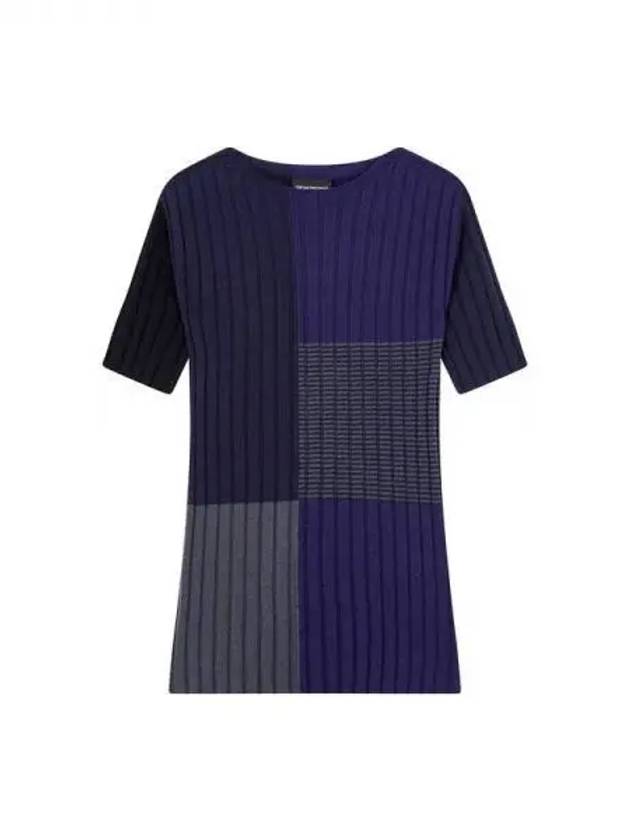 Women s Color Block Chunky Ribbed Knit Navy 271357 - EMPORIO ARMANI - BALAAN 1