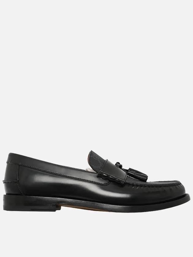 Tassel GG Supreme Canvas Leather Loafers Black - GUCCI - BALAAN 3