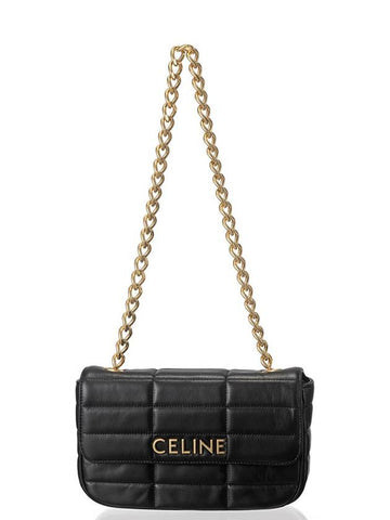 23FW Women's Logo Monochrome Matelasse Chain Shoulder Bag Black 111273E - CELINE - BALAAN 1