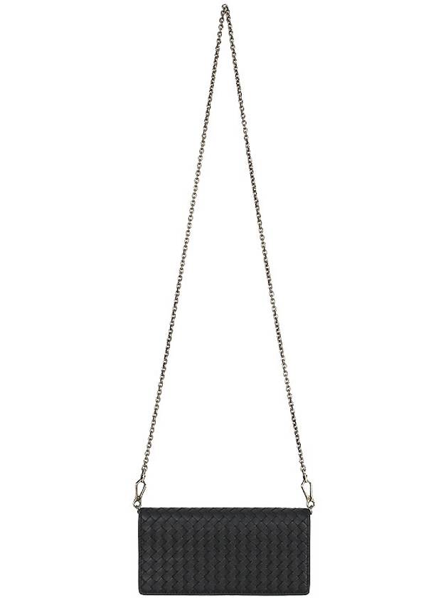 Leather Intrecciato Chain Shoulder Bag Black - BOTTEGA VENETA - BALAAN 4