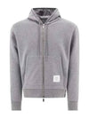 Center Back Stripe Cotton Zip Up Hoodie Light Grey - THOM BROWNE - BALAAN 2