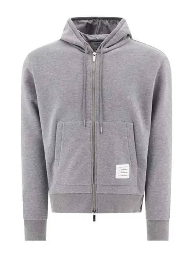 Center Back Stripe Cotton Zip Up Hoodie Light Grey - THOM BROWNE - BALAAN 2