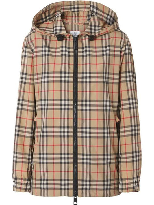Check Hooded Jacket Archive Beige - BURBERRY - BALAAN 2