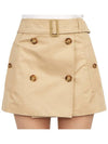 Women's Cotton Gabardine Mini Trench A-Line Skirt Beige - BURBERRY - BALAAN.